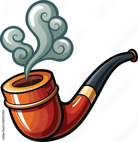 smoking pipe isolated on a white background, Smoking pipe icon,  classic smoke pipe vector illustration