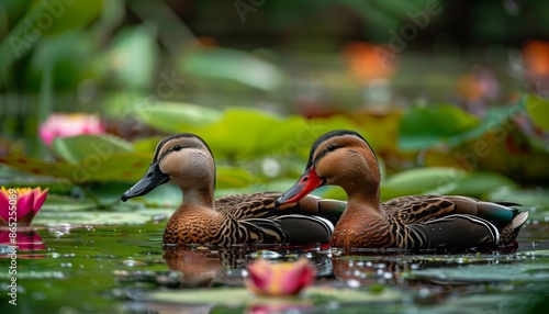 Wildlife ducks chilling in nature s surroundings photo