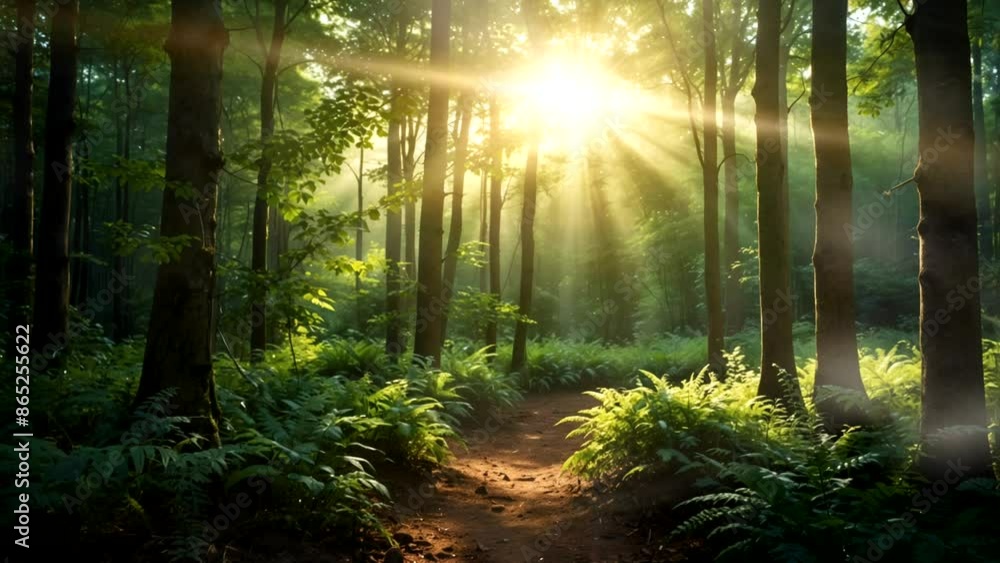 Forest panorama at sunrise Forest panorama at sunrise