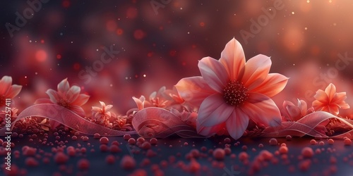 Pink Flowers and Ribbon