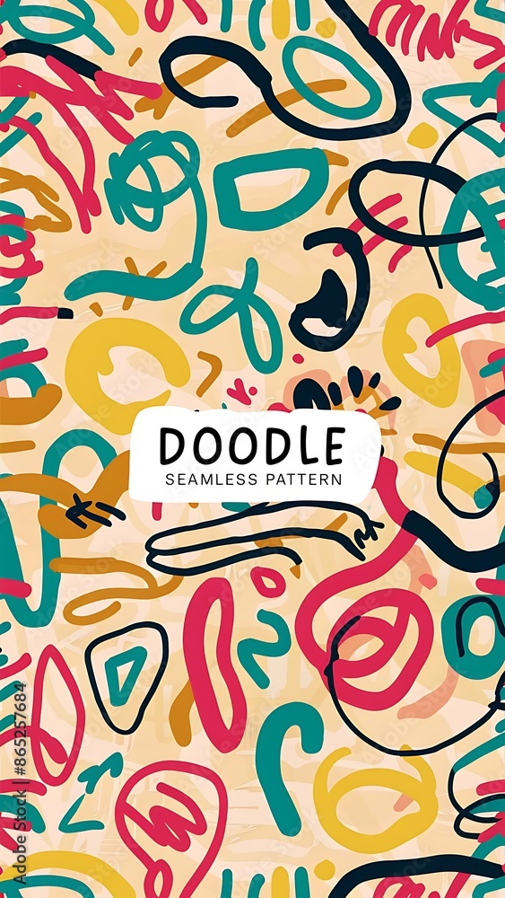 Fun line doodle seamless pattern. Creative abstract style background Wallpaper Fun line doodle seamless pattern. Creative abstract style background Wallpaper