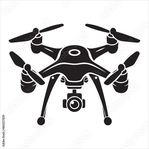 Drone silhouette vector. Flying drone icon silhouette vector illustration. Military drone silhouettes can be used as icons, symbols, and signs. Drone camera silhouette vector illustration 
