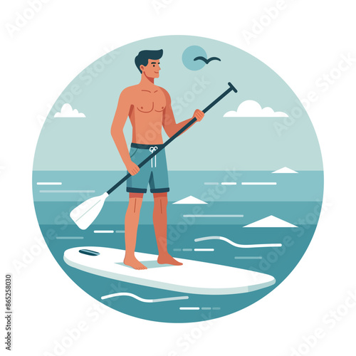 Man Stand up paddle board SUP Sea Summer Sport