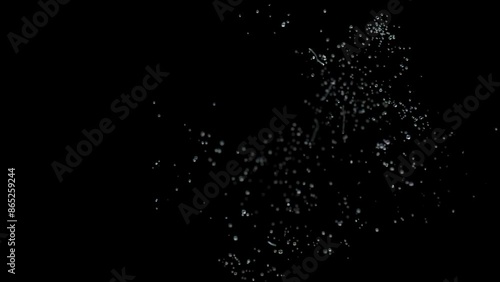 soap bubble pop burst explosion over dark black screen, with alpha 4k colorful motion background, ready for compositing, isolated on black