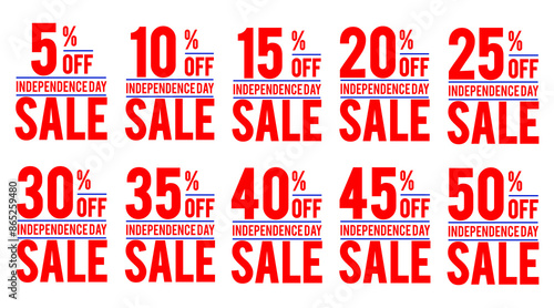 4th of July Independence Day sale discount banner design transparent background, PNG Vector illustration with special offer, Fourth of July USA national holiday.