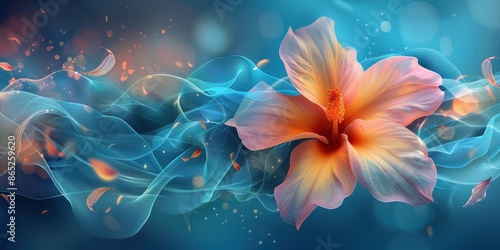 Delicate Flower With Blue Ribbon