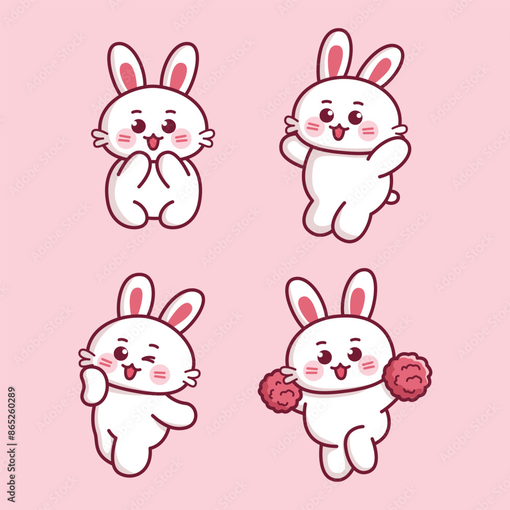cute rabbit mascot pose emoji sticker cute rabbit mascot pose emoji sticker