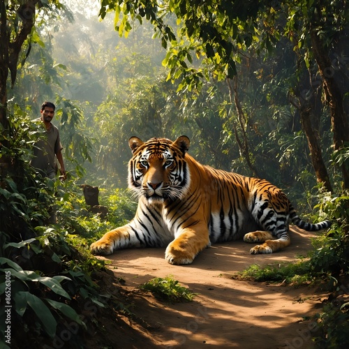 Lions and Tigers in jungle