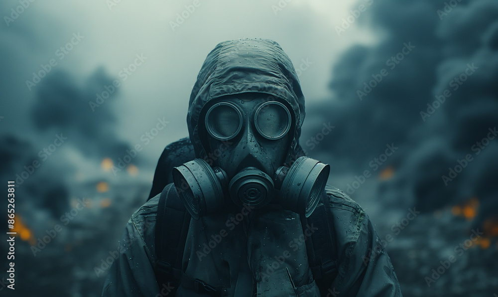 Man Wearing Gas Mask Man Wearing Gas Mask