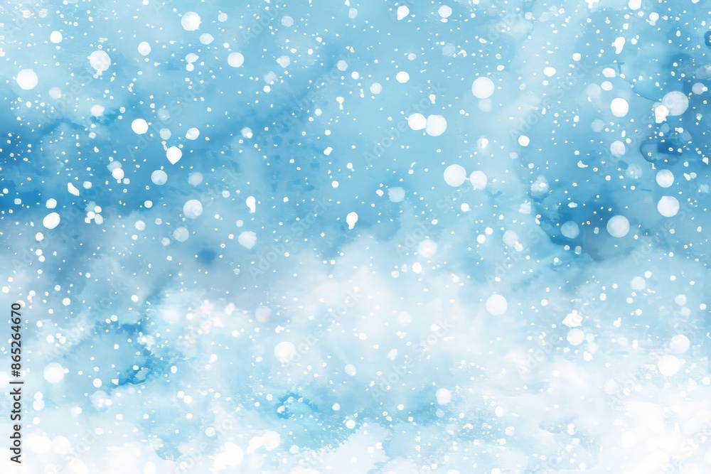 Winter sky pattern with snow on a light blue watercolor paper background. Illustration of a modern watercolour design. Winter sky pattern with snow on a light blue watercolor paper background. Illustration of a modern watercolour design.