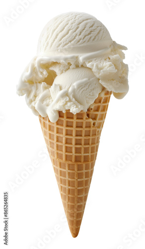Isolated scoop of ice cream in cone