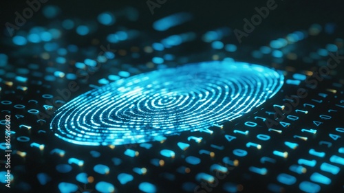 Fingerprint biometric identification system scanning for secure identification, integrated with a global cybersecurity network.