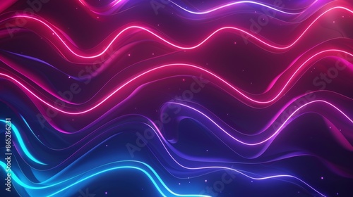 This is a 3D rendering of an illuminated neon and light glistening on a dark scene. There are moving lines of light and abstract colors glowing.