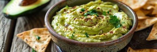 Deliciously creamy avocado oil dip served with antioxidantrich pita chips.