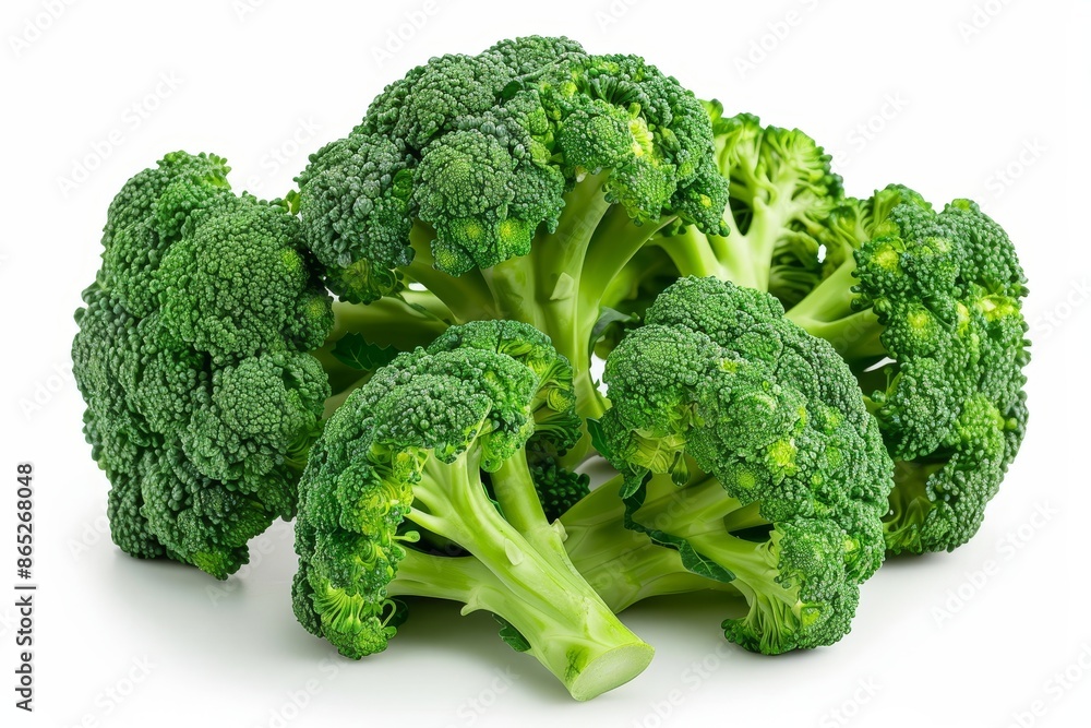 Fresh broccoli vegetable for dairy food isolated on white background. Vitamin and fiber-rich natural fresh green leaves. Fresh broccoli vegetable for dairy food isolated on white background. Vitamin and fiber-rich natural fresh green leaves.