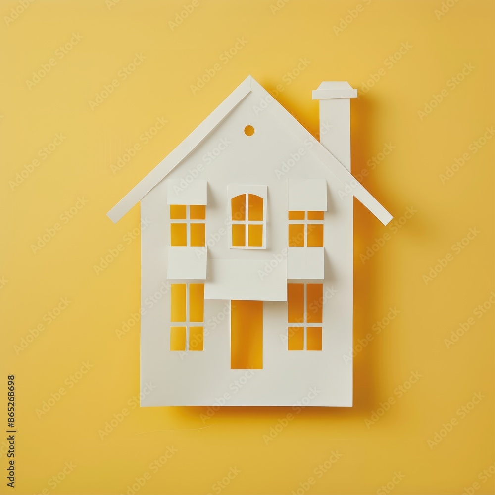 A house made of paper. Origami-style city houses with windows. The concept of buying and renting housing. Homeyness and comfort. A house made of paper. Origami-style city houses with windows. The concept of buying and renting housing. Homeyness and comfort.