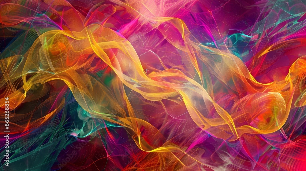 A digital abstract pattern with flowing lines and bright colors A digital abstract pattern with flowing lines and bright colors