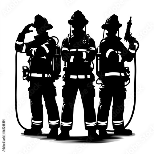 Firefighters pose silhouette vector. Silhouette firefighter full body black color only illustration vector silhouette firefighters pose