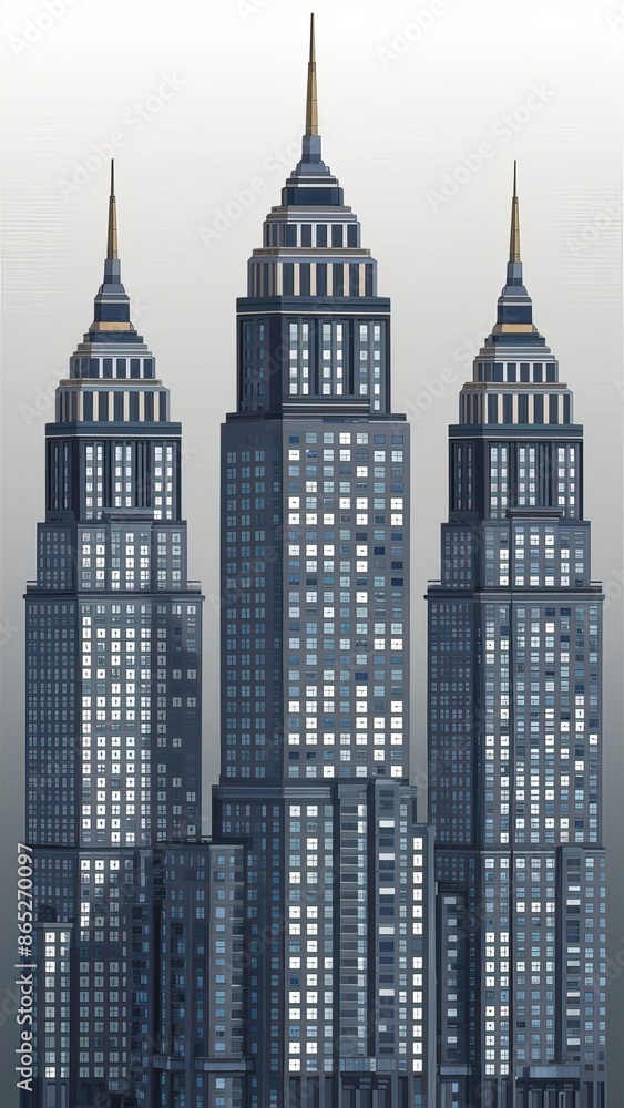 Fototapeta premium Skyscraper Day, and, Skyscraper Day Poster, Urban Architecture with. Happy Skyscraper Day, Greeting Against City Skyline Background, Happy Skyscraper Day Poster, Poster, Banner. 