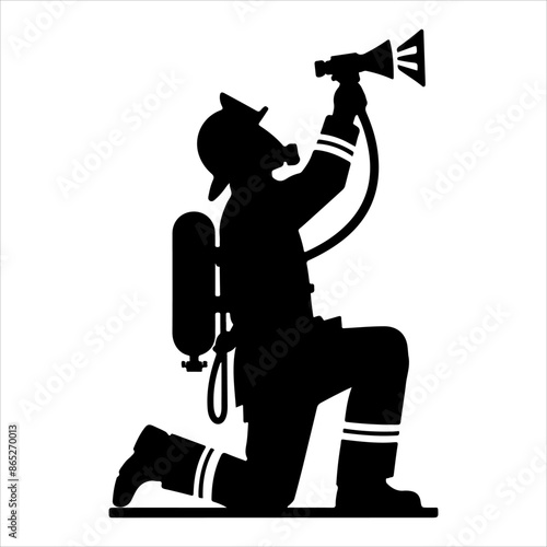 Firefighters pose silhouette vector. Silhouette firefighter full body black color only illustration vector silhouette firefighters pose