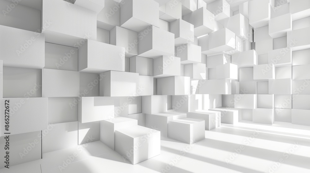 A geometric interior of white with a mock-up placed on the walls. Concepts for exhibitions, galleries, and layout. 3D render available on request. A geometric interior of white with a mock-up placed on the walls. Concepts for exhibitions, galleries, and layout. 3D render available on request.