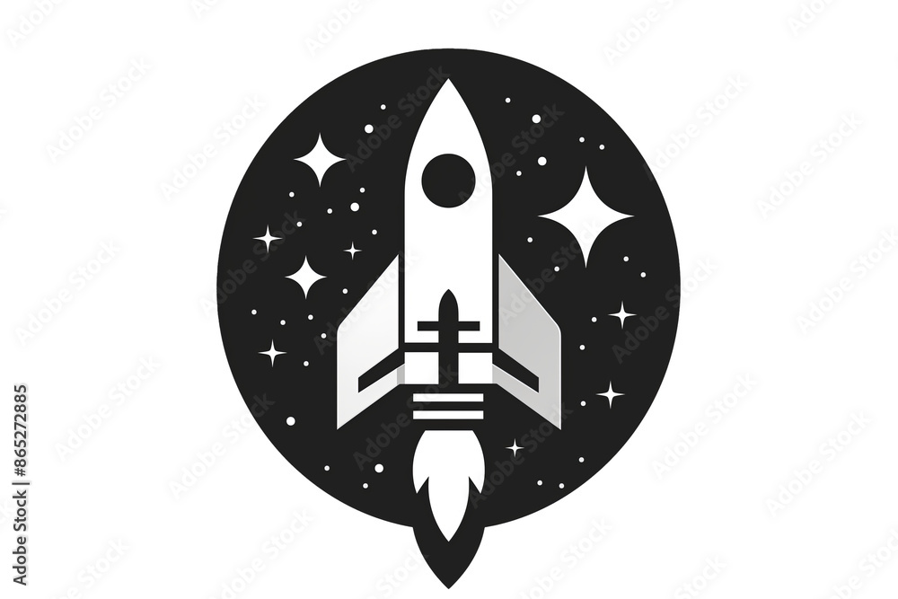 A minimalist black and white vector illustration of a space rocket icon. Isolated on white background. Png file. A minimalist black and white vector illustration of a space rocket icon. Isolated on white background. Png file.