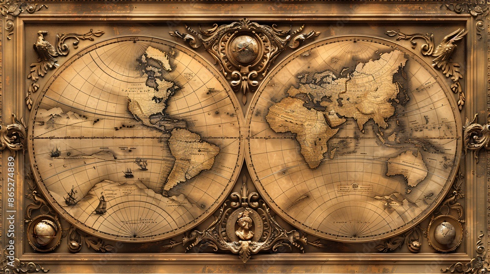 Explorer Map Paper Visualize an explorers map with antique nautical chart navigation map ...