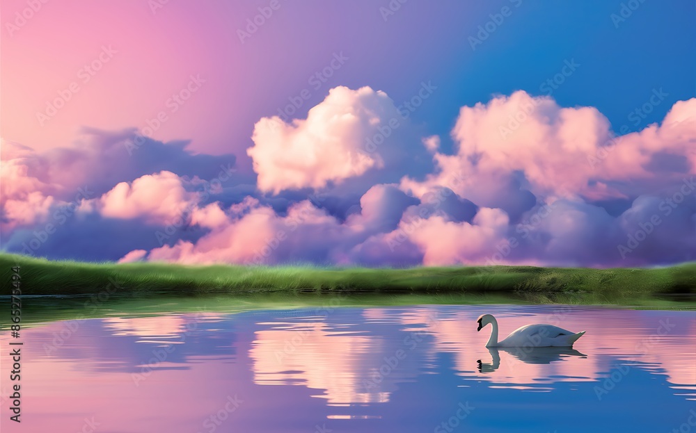 Naklejka premium lake in the summer