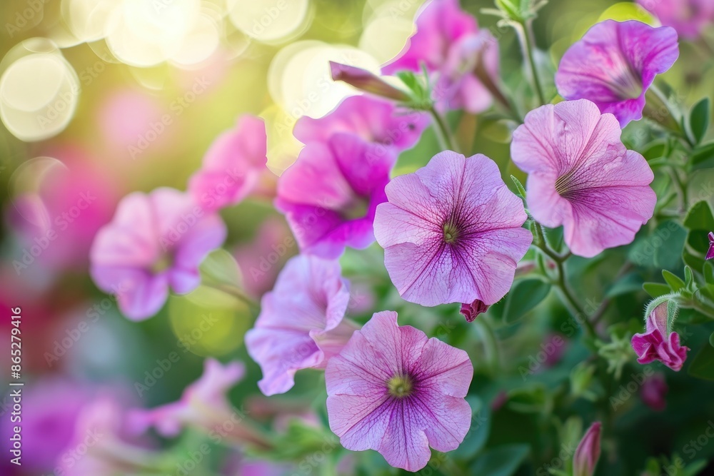 Pink and Violet Petunia in the garden. summer flowers in blooming. sunny day in the garden Pink and Violet Petunia in the garden. summer flowers in blooming. sunny day in the garden