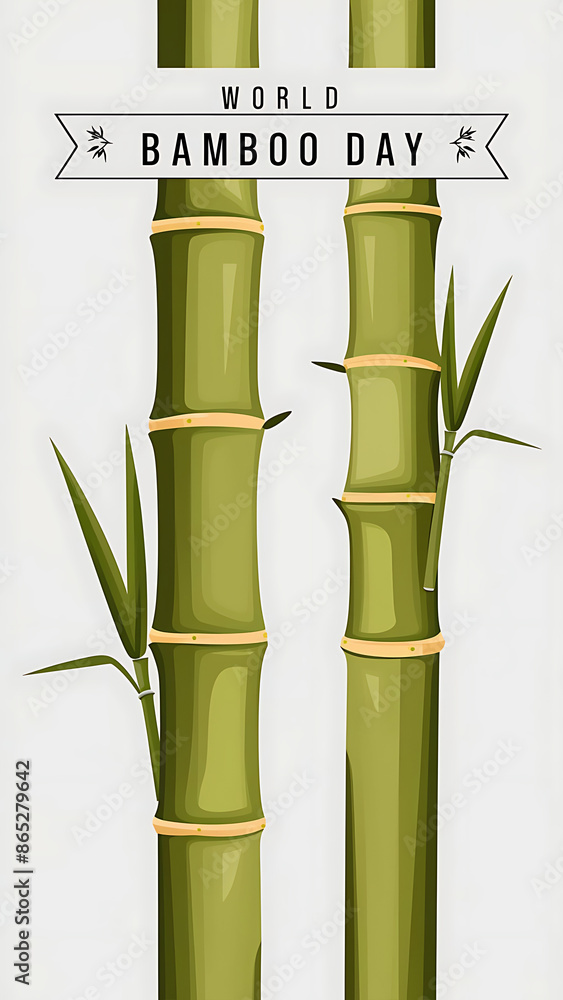 Fototapeta premium Bamboo Day, Towering Bamboo Trees for, World Bamboo Day, Simple, World Bamboo Day Story, Design, on White Background, Happy Bamboo Day Story, Banner, Poster, and illustration. Bamboo Day Poster,