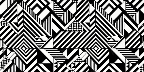 White and black geometrical pattern with accents