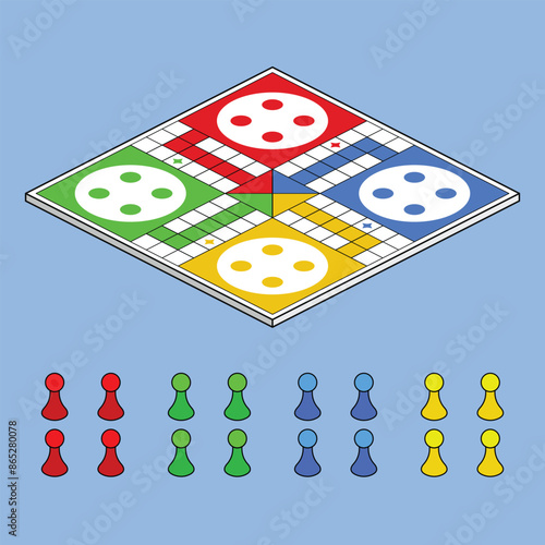 Ludo board vector icon. Ludo Board game illustration vector. Ludo set