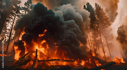 Scorching Hell: Forest Ablaze with Flames