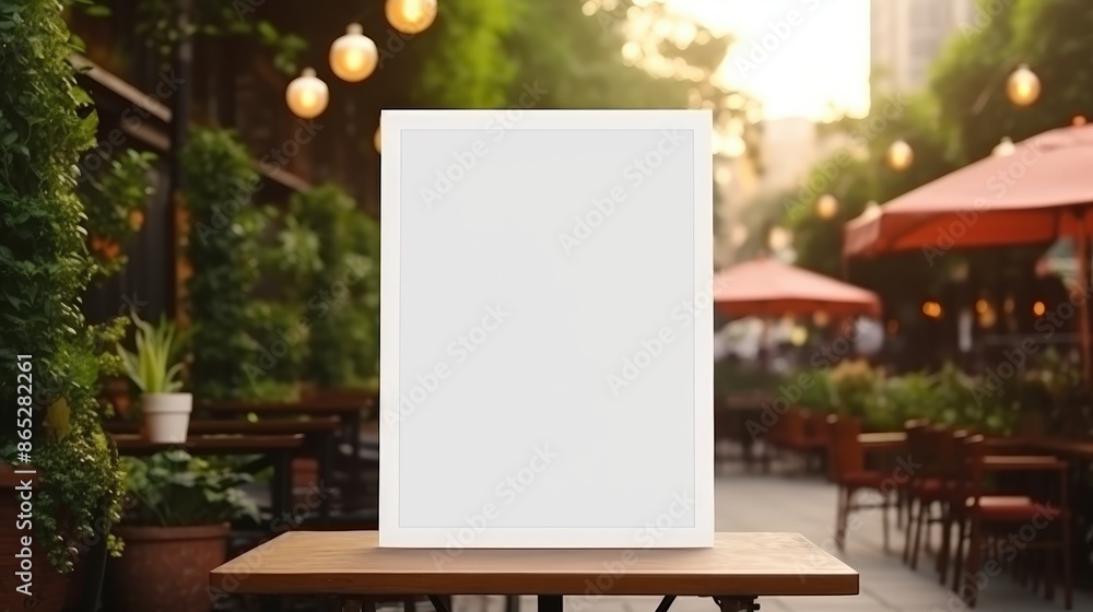 Blank Signboard at Outdoor Cafe Blank Signboard at Outdoor Cafe
