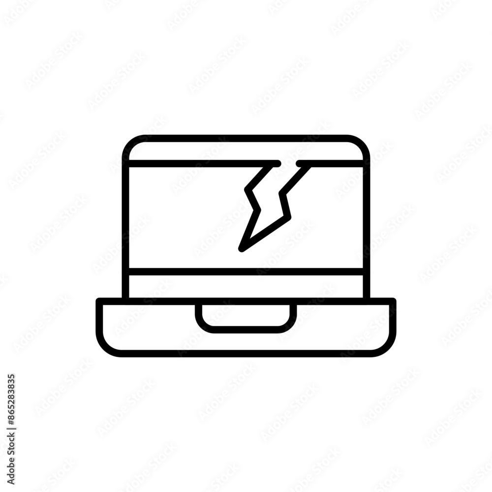 Broken laptop outline icons, minimalist vector illustration ,simple transparent graphic element .Isolated on white background Broken laptop outline icons, minimalist vector illustration ,simple transparent graphic element .Isolated on white background