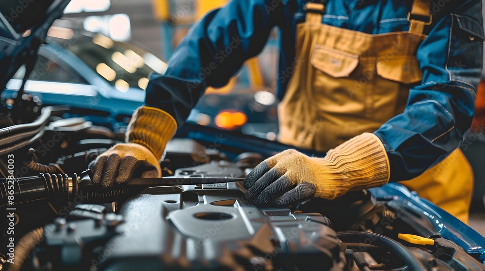 Skilled Mechanic Inspecting Engine Components for Maintenance and Repair Skilled Mechanic Inspecting Engine Components for Maintenance and Repair