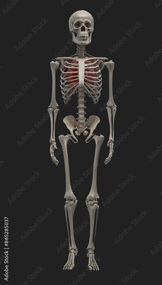 Realistic Human Skeleton in Various Poses, Generative AI