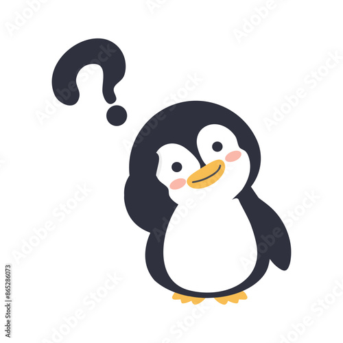 Confused penguin with a question mark