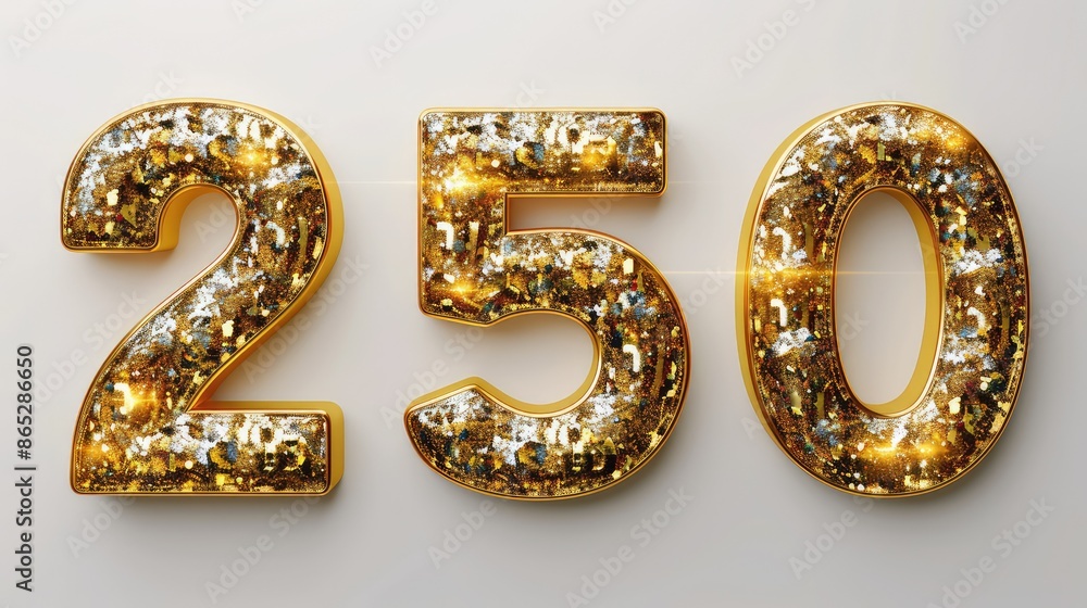 Golden 250 Celebration: 3D Numbers in Isolation Golden 250 Celebration: 3D Numbers in Isolation