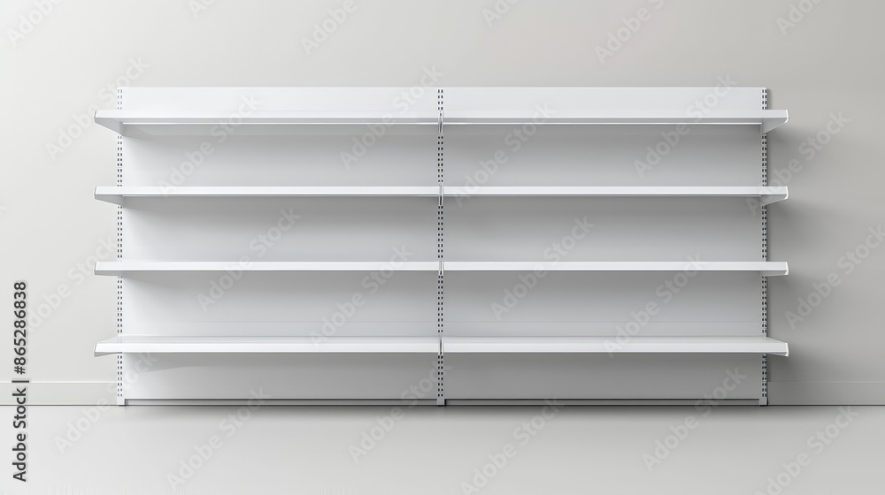 Blank White Supermarket Shelf Mockup with Racks Blank White Supermarket Shelf Mockup with Racks