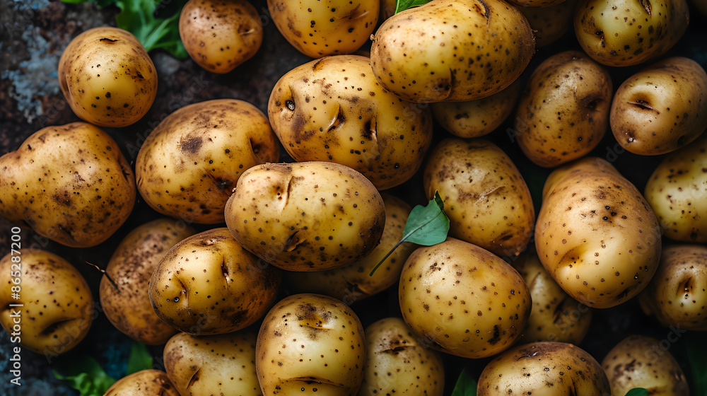fresh potato Top down view background poster fresh potato Top down view background poster