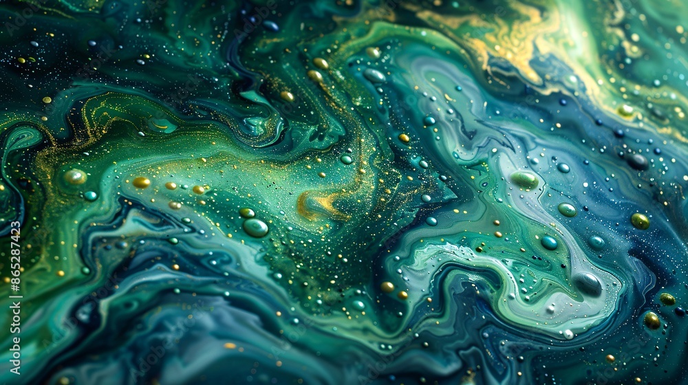 Abstract Green and Gold Swirls with Glitter Abstract Green and Gold Swirls with Glitter