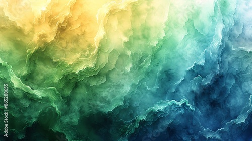 Abstract Watercolor Background in Green and Blue Tones. photo