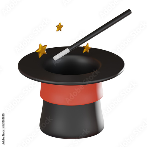 Enchanted Fantasy of Magical Hat for Mystical Performances. 3D Render