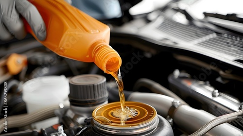 Skilled Mechanic Inspecting Coolant Levels in Car Engine During Routine Maintenance Service