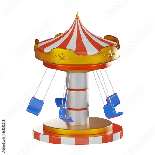 Carnival Delight of a Colorful Carousel Chair. 3D Render