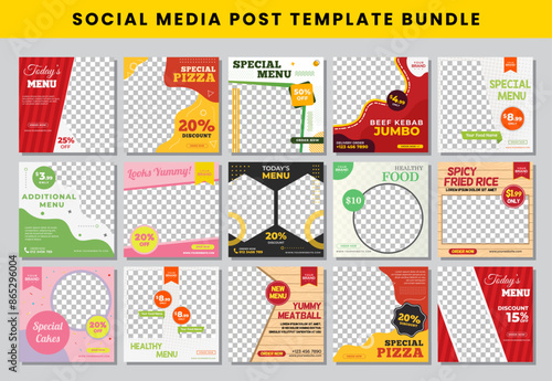 food social media post design template Bundle set