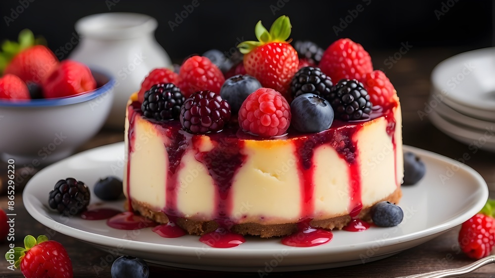 mixed berry topped baked cheesecake mixed berry topped baked cheesecake