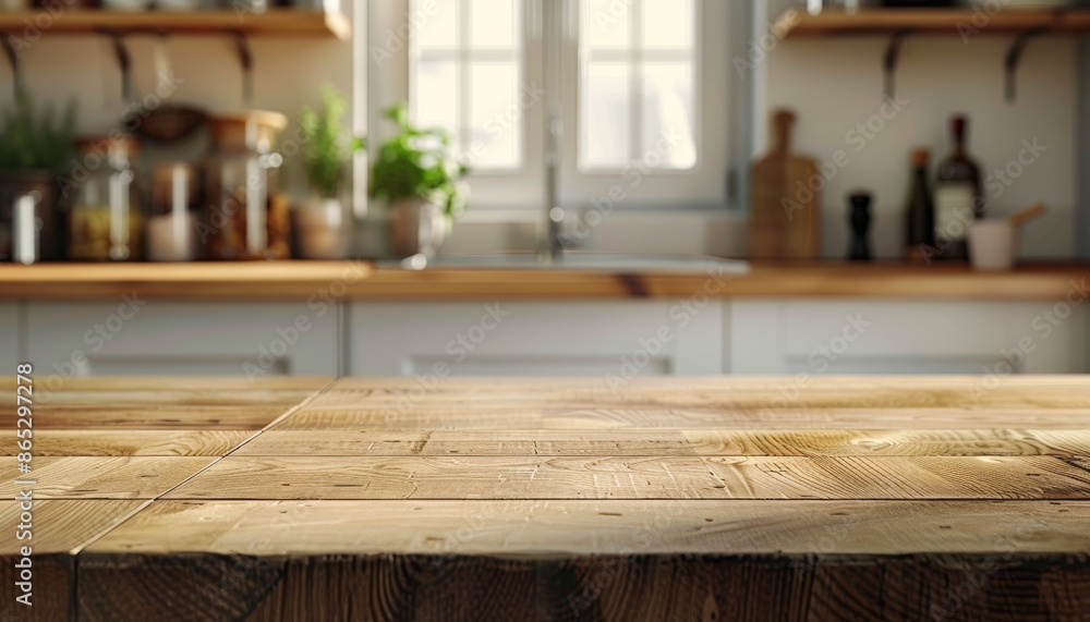 Empty space and kitchen inside with a wooden desk Empty space and kitchen inside with a wooden desk