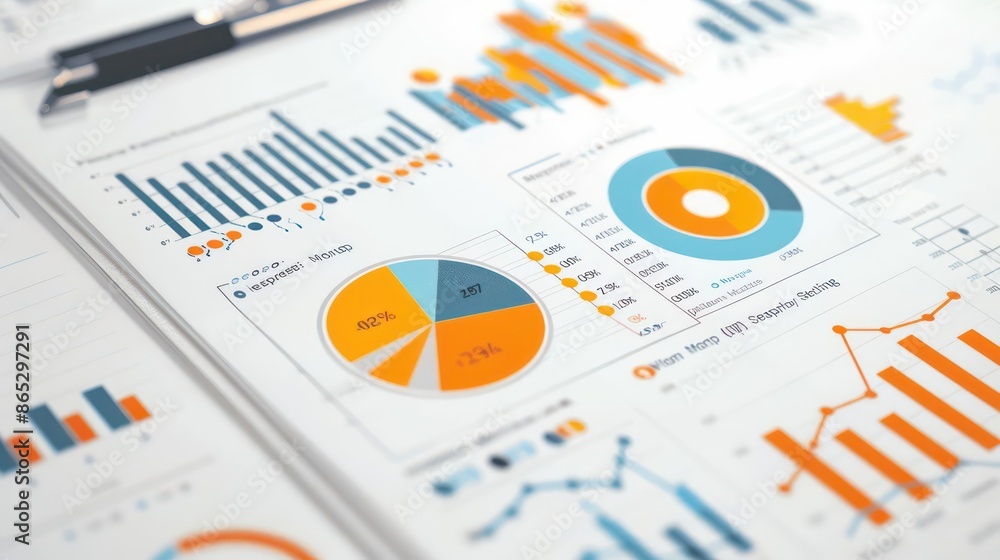A detailed illustration of market analysis charts and graphs, ideal for a business strategy banner with space for copy A detailed illustration of market analysis charts and graphs, ideal for a business strategy banner with space for copy